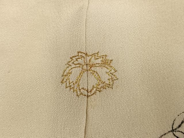 平和屋着物●訪問着　刺繍　草花文　金糸　正絹　逸品　AABN5766ph