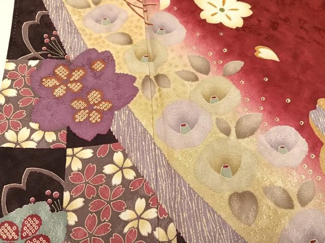 平和屋着物●豪華振袖　舞花文　暈し染め　金彩　正絹　逸品　AABN5770ph