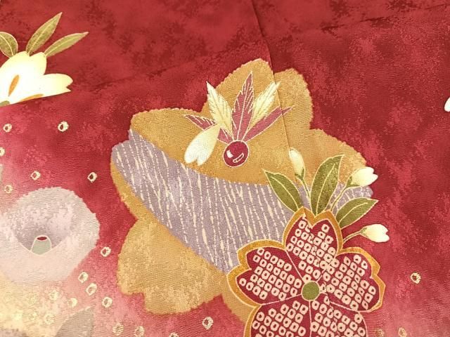 平和屋着物●豪華振袖　舞花文　暈し染め　金彩　正絹　逸品　AABN5770ph