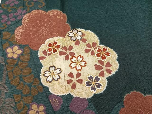 平和屋着物●豪華振袖　駒刺繍　梅　桜　金彩　鬼しぼ縮緬　正絹　逸品　AABN5777ph