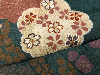 平和屋着物●豪華振袖　駒刺繍　梅　桜　金彩　鬼しぼ縮緬　正絹　逸品　AABN5777ph