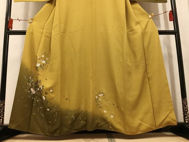平和屋着物●訪問着　刺繍　草花文　暈し染め　金彩　正絹　逸品　AABN5783ph