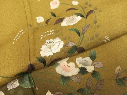 平和屋着物●訪問着　刺繍　草花文　暈し染め　金彩　正絹　逸品　AABN5783ph