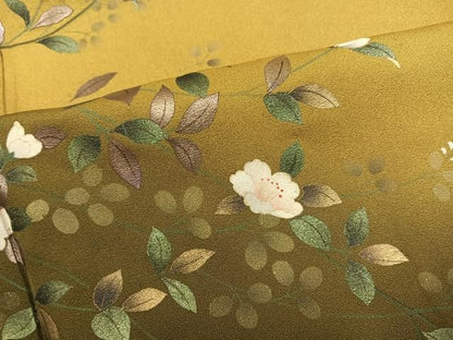 平和屋着物●訪問着　刺繍　草花文　暈し染め　金彩　正絹　逸品　AABN5783ph