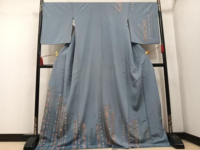 平和屋着物●中国三大刺繍　汕頭刺繍　スワトウ刺繍　総刺繍　訪問着　草花文　ロング丈　正絹　逸品　AABN5787ph