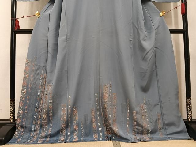 平和屋着物●中国三大刺繍　汕頭刺繍　スワトウ刺繍　総刺繍　訪問着　草花文　ロング丈　正絹　逸品　AABN5787ph