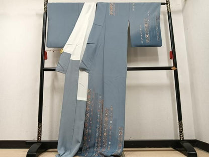 平和屋着物●中国三大刺繍　汕頭刺繍　スワトウ刺繍　総刺繍　訪問着　草花文　ロング丈　正絹　逸品　AABN5787ph