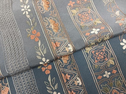 平和屋着物●中国三大刺繍　汕頭刺繍　スワトウ刺繍　総刺繍　訪問着　草花文　ロング丈　正絹　逸品　AABN5787ph