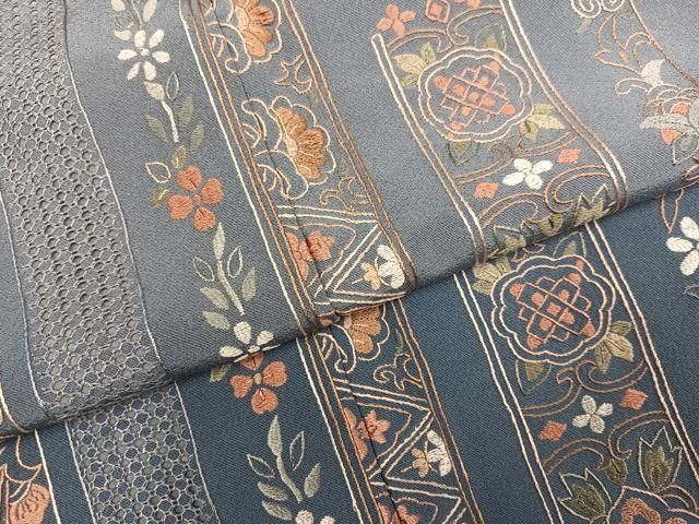 平和屋着物●中国三大刺繍　汕頭刺繍　スワトウ刺繍　総刺繍　訪問着　草花文　ロング丈　正絹　逸品　AABN5787ph