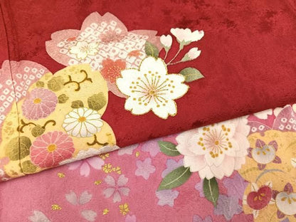 平和屋着物●豪華振袖　刺繍　舞花文　暈し染め　金彩　正絹　逸品　AABN5794ph