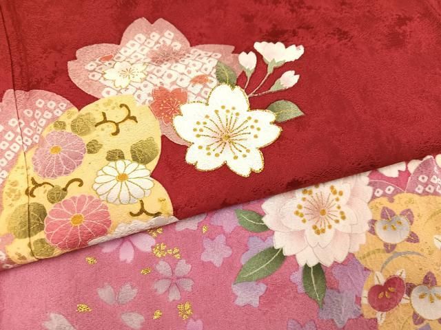 平和屋着物●豪華振袖　刺繍　舞花文　暈し染め　金彩　正絹　逸品　AABN5794ph