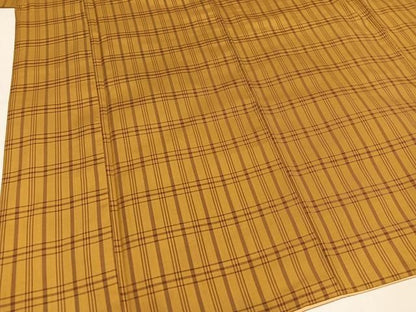 平和屋着物●本場黄八丈　綾織　紬　格子　正絹　逸品　AABN5801ph
