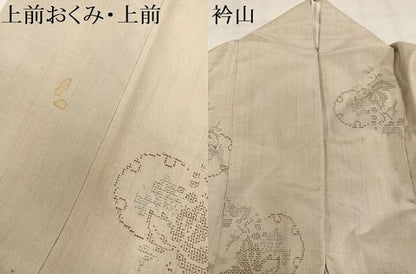 平和屋着物●本場結城玉紬　100亀甲　飛び亀甲　雪輪葡萄蔦の葉文　結織苑　保証書付き　正絹　逸品　AABN5809ph