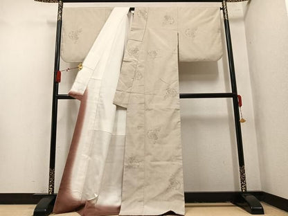 平和屋着物●本場結城玉紬　100亀甲　飛び亀甲　雪輪葡萄蔦の葉文　結織苑　保証書付き　正絹　逸品　AABN5809ph