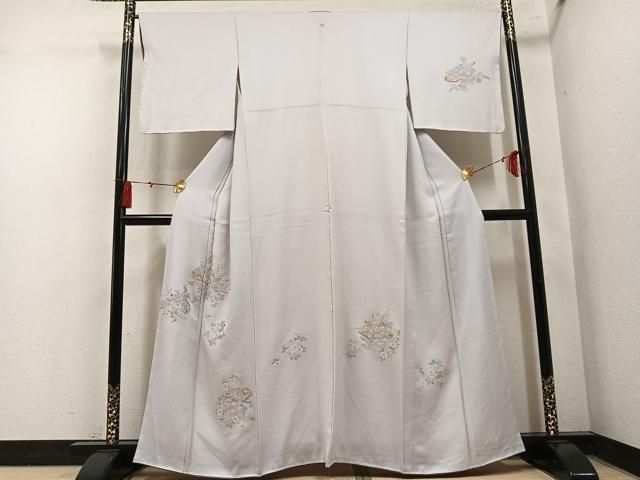 平和屋着物●訪問着　総刺繍　草花文　金糸　正絹　逸品　AABN5813ph