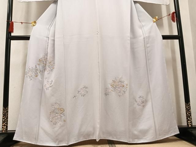 平和屋着物●訪問着　総刺繍　草花文　金糸　正絹　逸品　AABN5813ph
