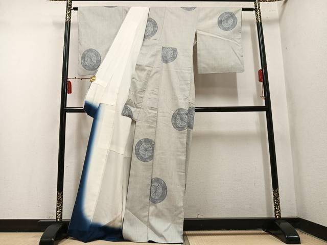 平和屋着物●本場結城紬　重要無形文化財　100亀甲　飛び亀甲　源氏車文　モロ入り　奥順織物謹製　証紙付き　正絹　逸品　AABN5817ph