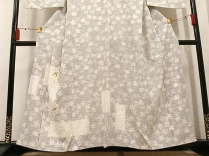 平和屋着物●訪問着　刺繍　ぜんまい糸　楓文　金糸　正絹　逸品　AABN5819ph
