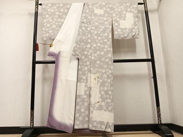 平和屋着物●訪問着　刺繍　ぜんまい糸　楓文　金糸　正絹　逸品　AABN5819ph