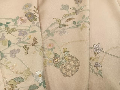 平和屋着物●中国三大刺繍　スワトウ刺繍　汕頭刺繍　総刺繍　訪問着　飾花文　暈し染め　金糸　正絹　逸品　AABN5821ph