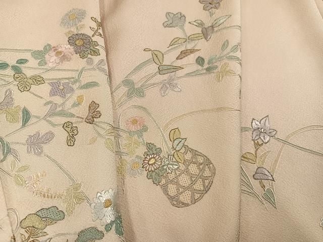 平和屋着物●中国三大刺繍　スワトウ刺繍　汕頭刺繍　総刺繍　訪問着　飾花文　暈し染め　金糸　正絹　逸品　AABN5821ph