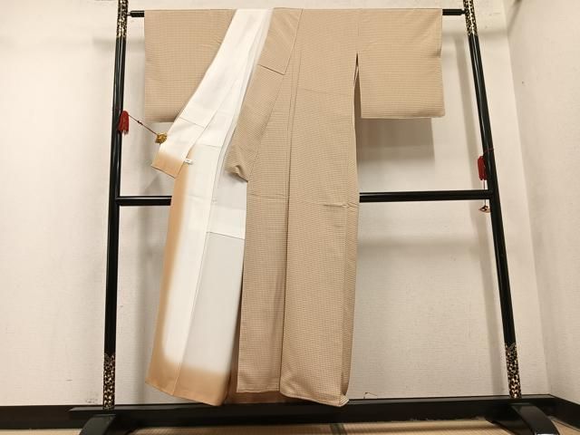 平和屋着物●お召　格子　正絹　逸品　未使用　AABN5822ph