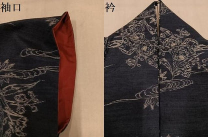 平和屋着物●上質な紬　草花文　正絹　逸品　AABN5823ph