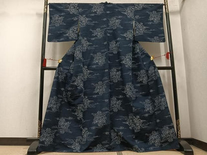 平和屋着物●上質な紬　草花文　正絹　逸品　AABN5823ph
