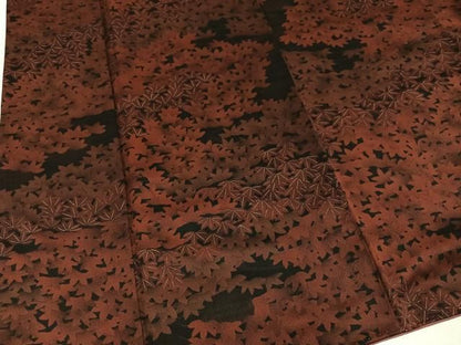 平和屋着物●上質な小紋　楓文　黒地　正絹　逸品　AABN5830ph