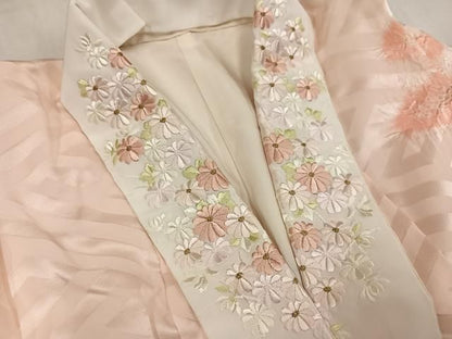 平和屋着物●振袖用長襦袢　袷　絞り　霞文　半衿刺繍　正絹　逸品　AABN5840ph