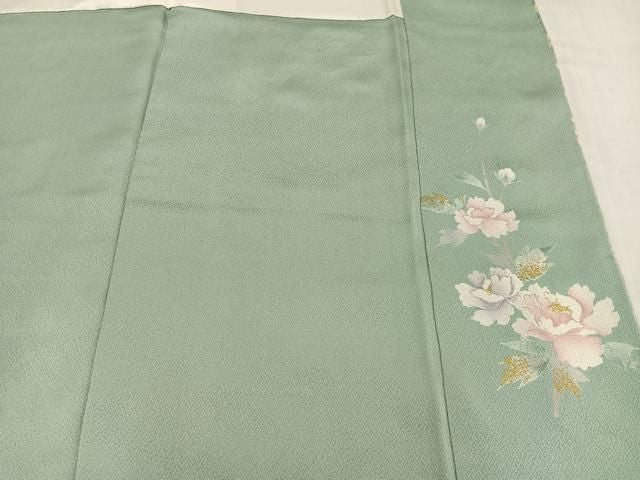 平和屋着物●訪問着　刺繍　草花文　丹後ちりめん　金彩　反端付き　正絹　逸品　AABN5843ph