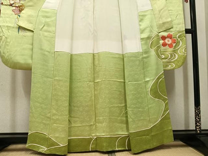 平和屋着物●豪華振袖　駒刺繍　草花文　金彩　正絹　逸品　AABN5844ph