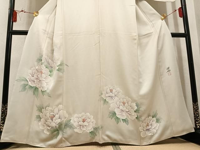 平和屋着物●訪問着　牡丹文　正絹　逸品　AABN5848ph