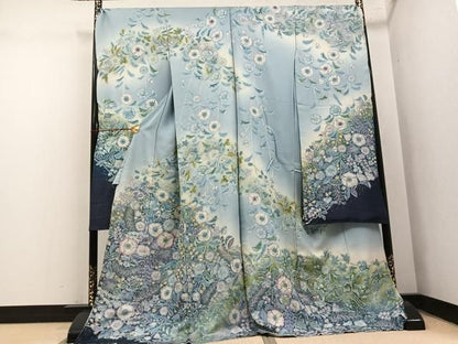 平和屋着物●豪華振袖　辻が花　絞り　銀通し地　仮絵羽　逸品　未使用　AABN5852ph