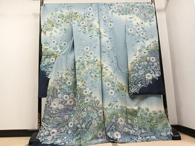 平和屋着物●豪華振袖　辻が花　絞り　銀通し地　仮絵羽　逸品　未使用　AABN5852ph