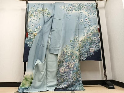 平和屋着物●豪華振袖　辻が花　絞り　銀通し地　仮絵羽　逸品　未使用　AABN5852ph