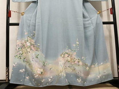 平和屋着物●訪問着　地紙枝花文　暈し染め　金彩　正絹　逸品　AABN5854ph