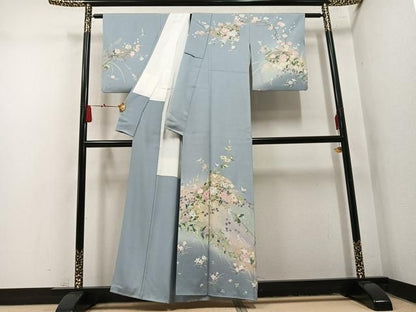 平和屋着物●訪問着　地紙枝花文　暈し染め　金彩　正絹　逸品　AABN5854ph