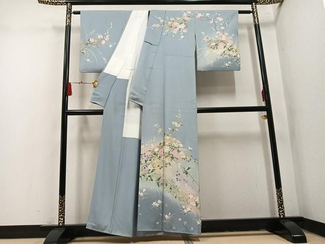 平和屋着物●訪問着　地紙枝花文　暈し染め　金彩　正絹　逸品　AABN5854ph