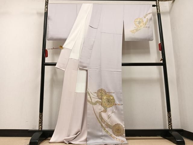 平和屋着物●螺鈿作家　藤本隆士　訪問着　螺鈿　鏡裏双鳥花文　暈し染め　金銀彩　正絹　逸品　AABN5863ph