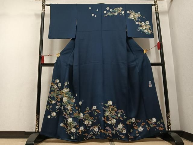 平和屋着物●北大路魯山人　訪問着　手描き　梅文　鈴乃屋扱い　正絹　逸品　AABN5869ph