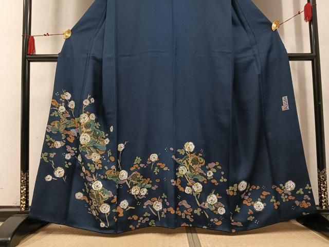 平和屋着物●北大路魯山人　訪問着　手描き　梅文　鈴乃屋扱い　正絹　逸品　AABN5869ph