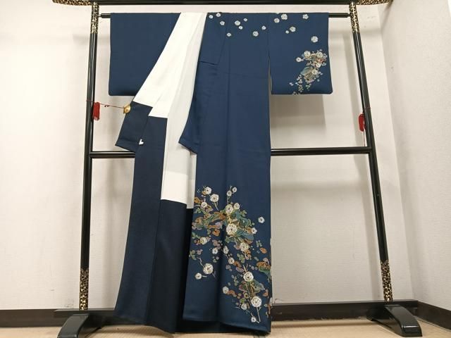 平和屋着物●北大路魯山人　訪問着　手描き　梅文　鈴乃屋扱い　正絹　逸品　AABN5869ph