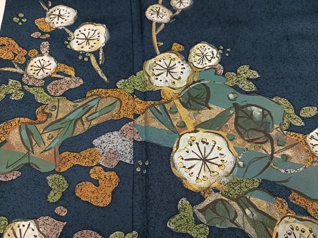 平和屋着物●北大路魯山人　訪問着　手描き　梅文　鈴乃屋扱い　正絹　逸品　AABN5869ph
