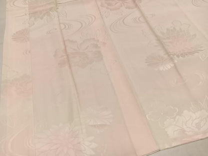 平和屋着物●振袖用長襦袢　無双仕立て　花地紋　暈し染め　半衿刺繍　正絹　逸品　AABN5875ph