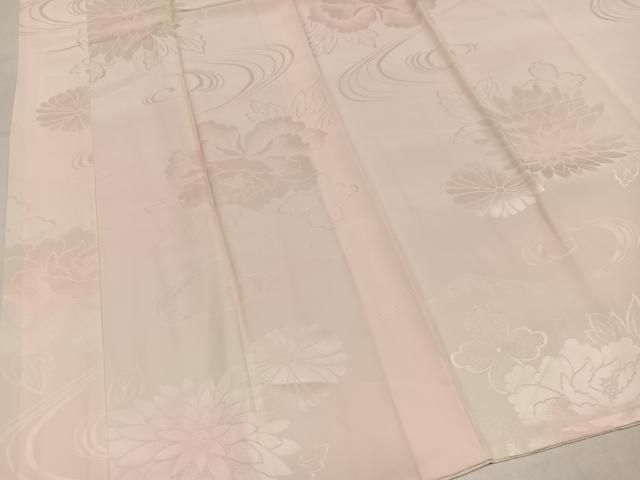 平和屋着物●振袖用長襦袢　無双仕立て　花地紋　暈し染め　半衿刺繍　正絹　逸品　AABN5875ph