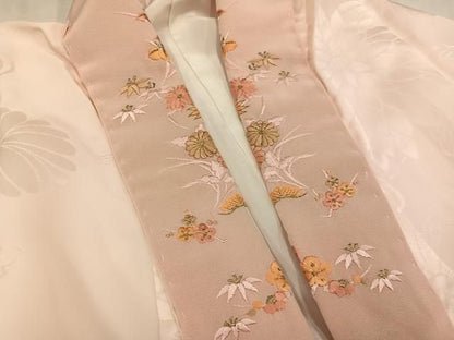 平和屋着物●振袖用長襦袢　無双仕立て　花地紋　暈し染め　半衿刺繍　正絹　逸品　AABN5875ph