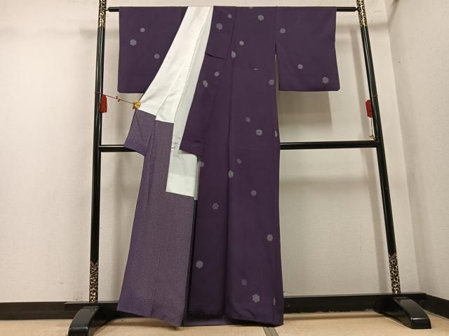 平和屋着物●江戸小紋　彫士：矢田昇・染士：服部賓洞　雪花　正絹　逸品　AABN5878ph