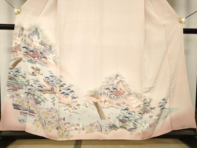 平和屋着物●訪問着　友禅　作家物　風景花文　暈し染め　正絹　逸品　AABN6001ck