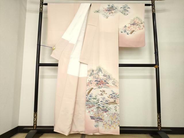 平和屋着物●訪問着　友禅　作家物　風景花文　暈し染め　正絹　逸品　AABN6001ck